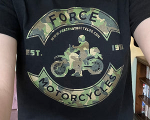 Force Motorcycles T-Shirt - Black with Camo Logo